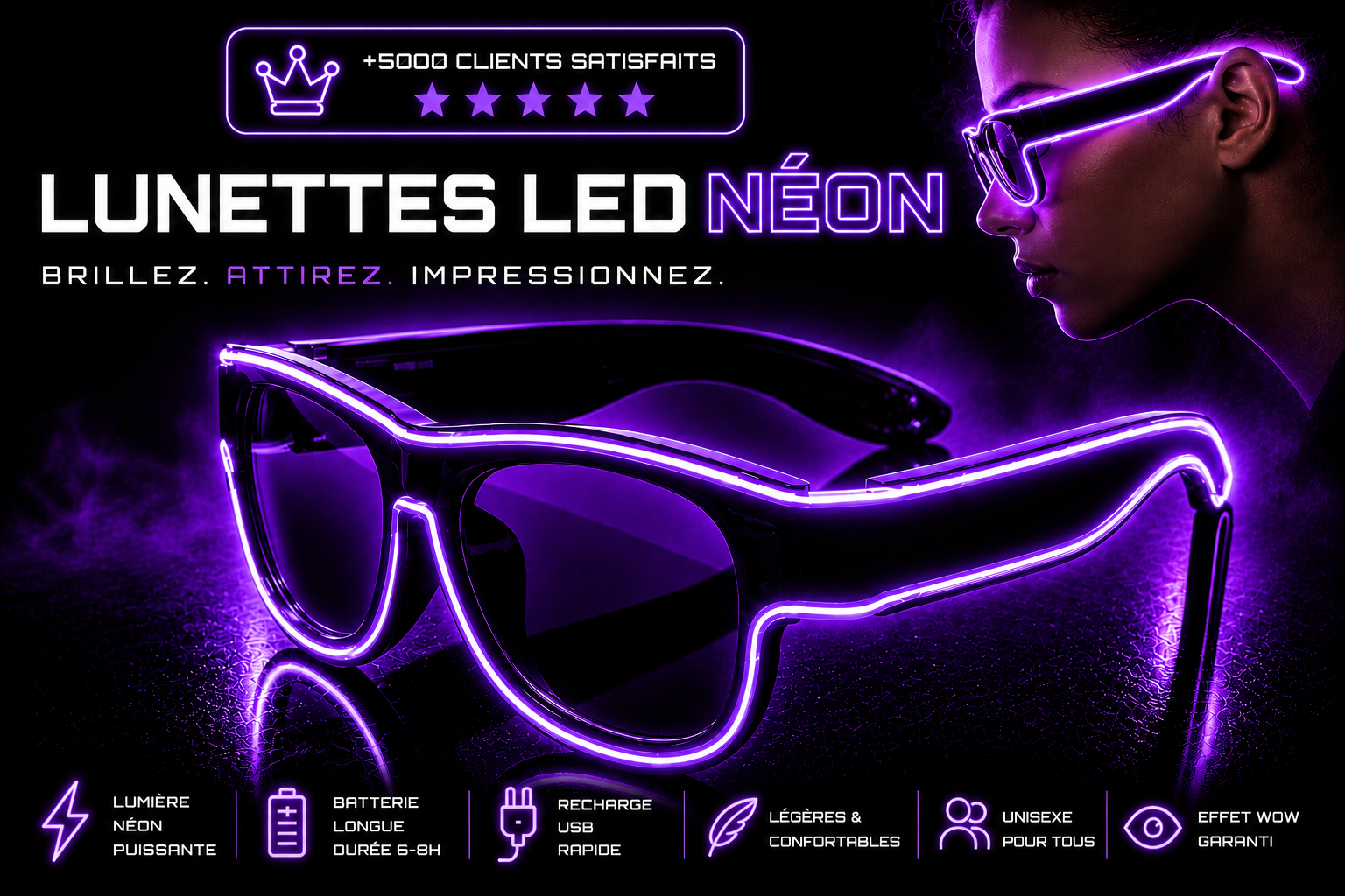 Lunettes LED Néon